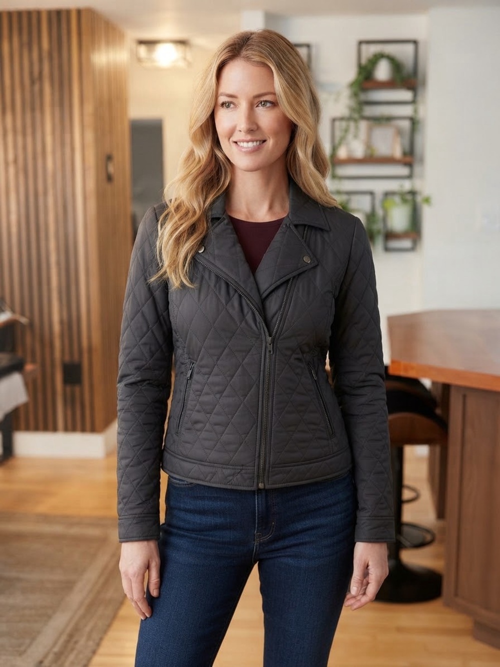 Women's Quilted Moto Jacket Size XS